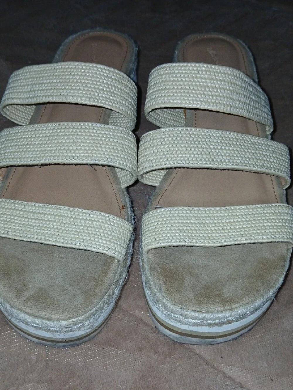 Womens Universal Thread Beige Woven Slide Platform Sandals Sz: 8.5